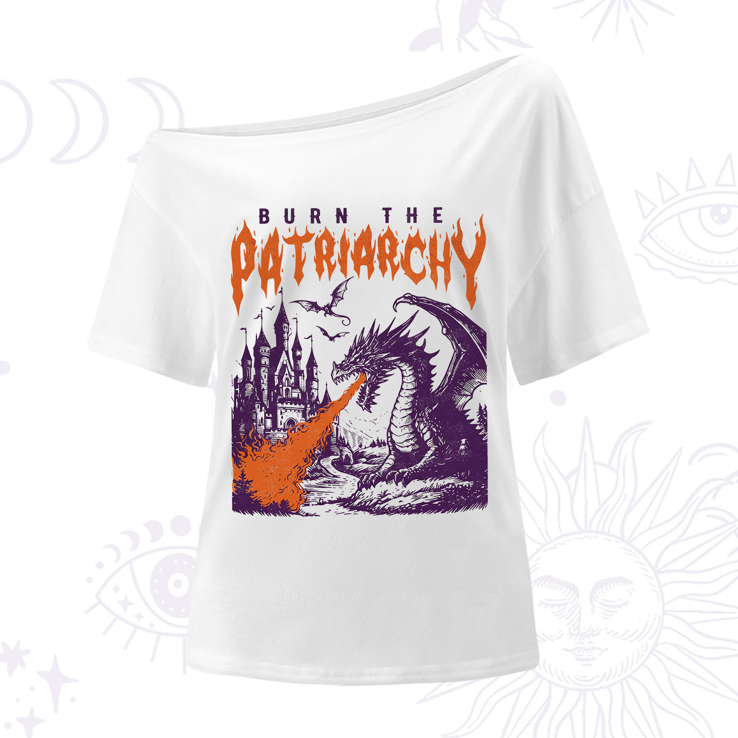 Purplehecate Burn the Patriarchy Dragon One Shoulder T-Shirt