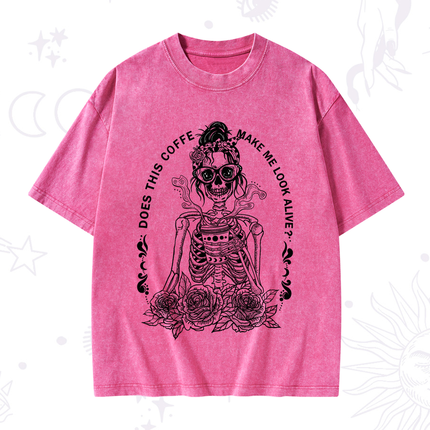 Purplehecate Does This Coffee Make Me Look Alive Washed T-Shirt
