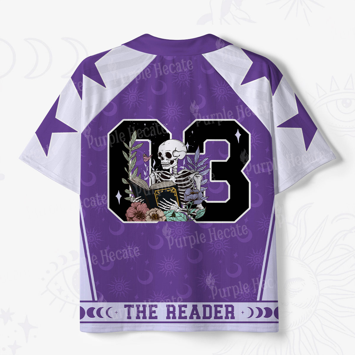 Purplehecate The Reader Skeleton Polo Collar Unisex Jersey