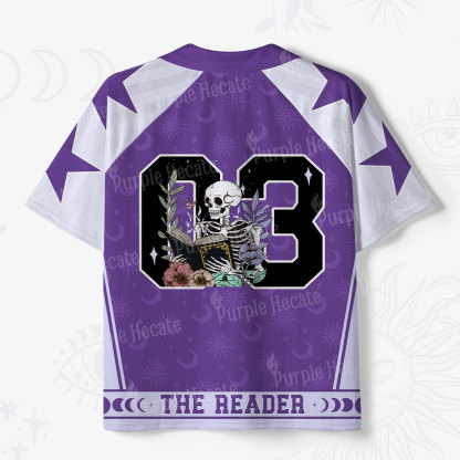 Purplehecate The Reader Skeleton Polo Collar Unisex Jersey