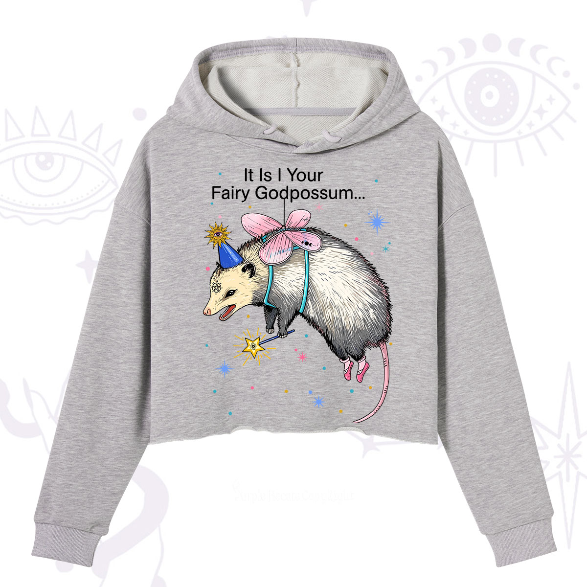 Purplehecate It Is I Your Fairy Godpossum Crop Hoodie