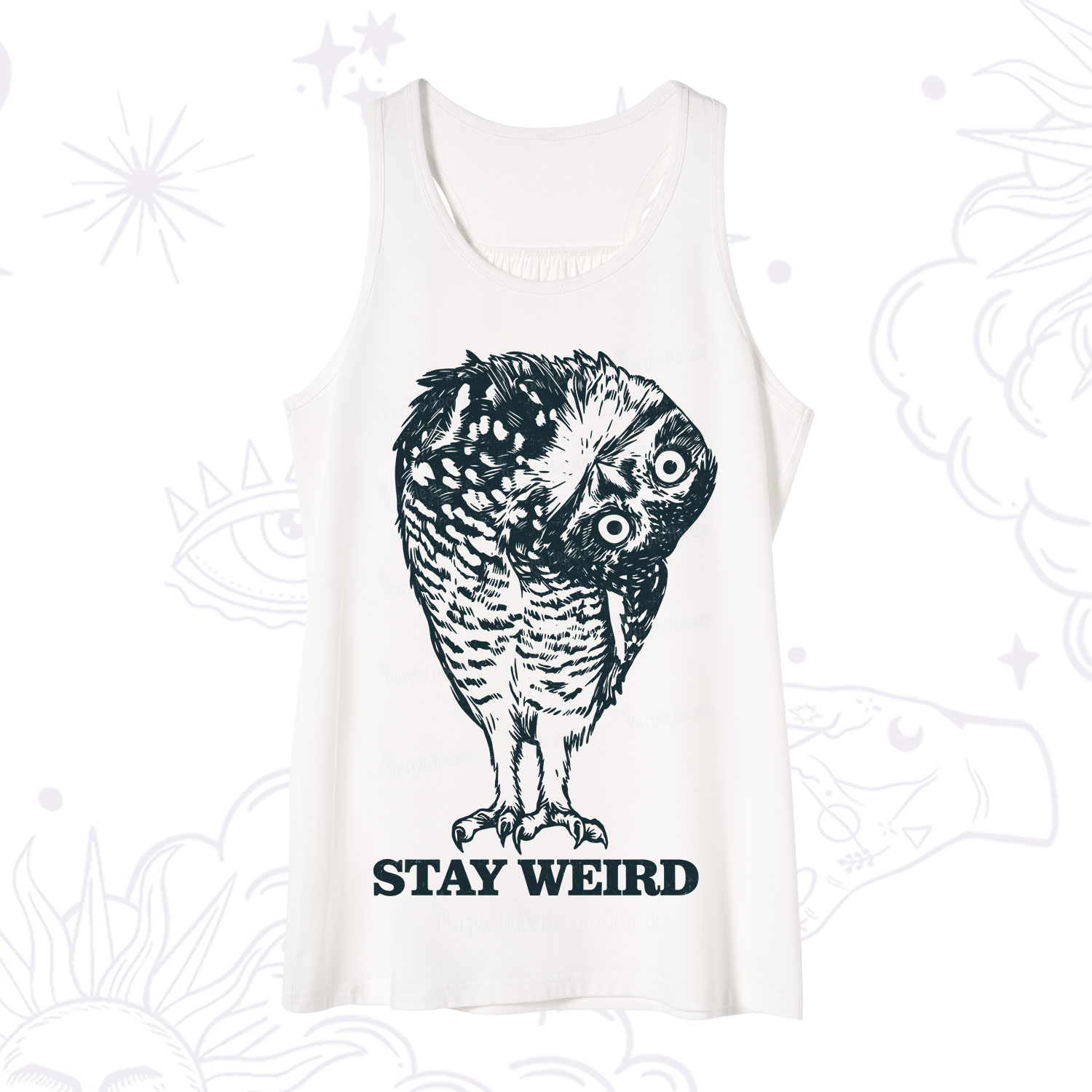Purplehecate Stay Weird Innocent Owl Tank