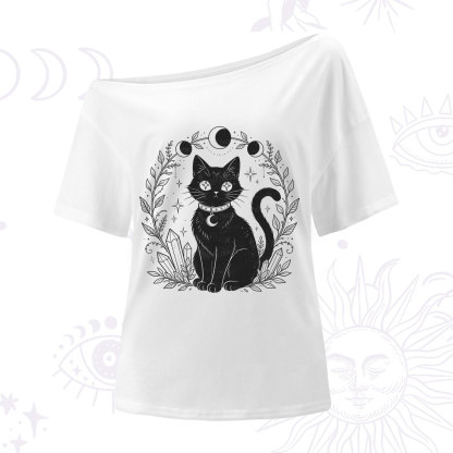 Purplehecate Mystical Cat One Shoulder T-Shirt