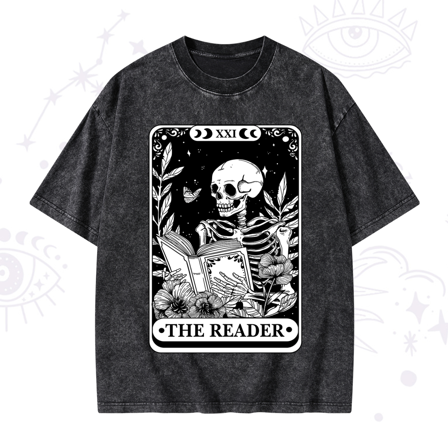 Magic Purplehecate The Reader Tarot Card Washed T-Shirt