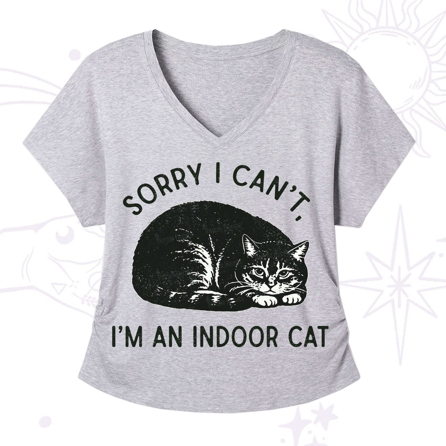 Purplehecate Sorry I Can't I'm an Indoor Cat V-Neck T-Shirt