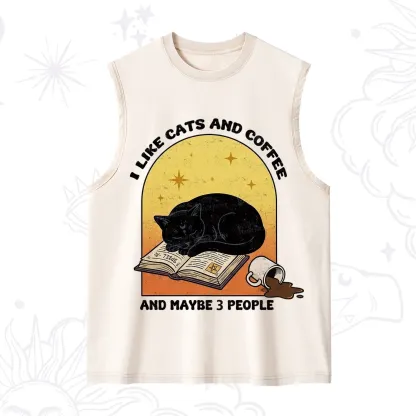Purplehecate I Like Cats And Coffee Washed Tank
