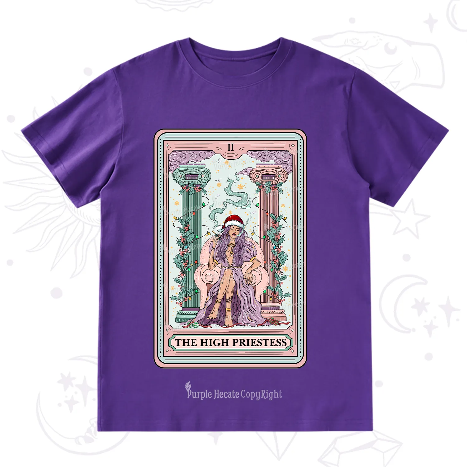 Purplehecate The High Priestess Tarot Card Christmas T-Shirt