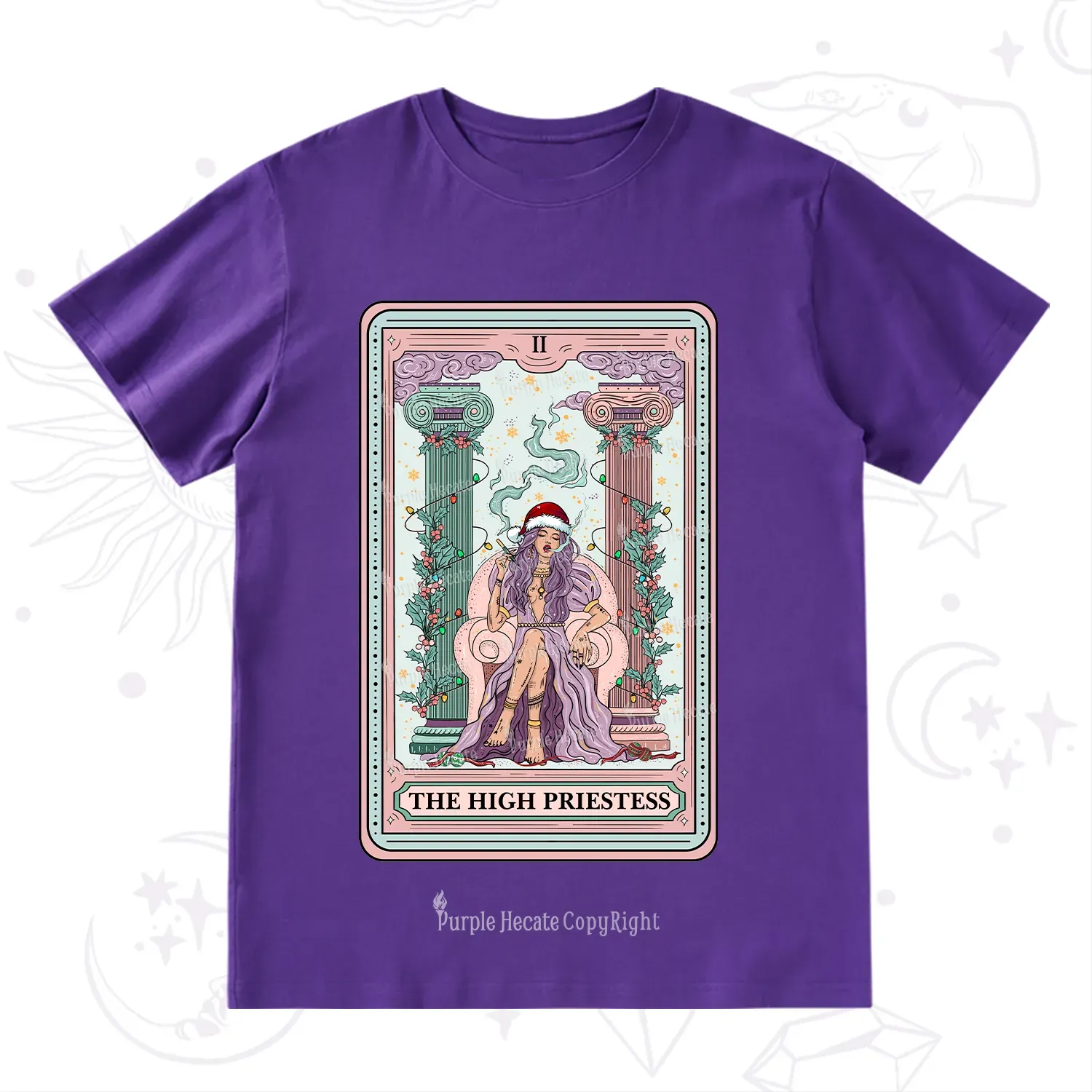 Purplehecate The High Priestess Tarot Card Christmas T-Shirt