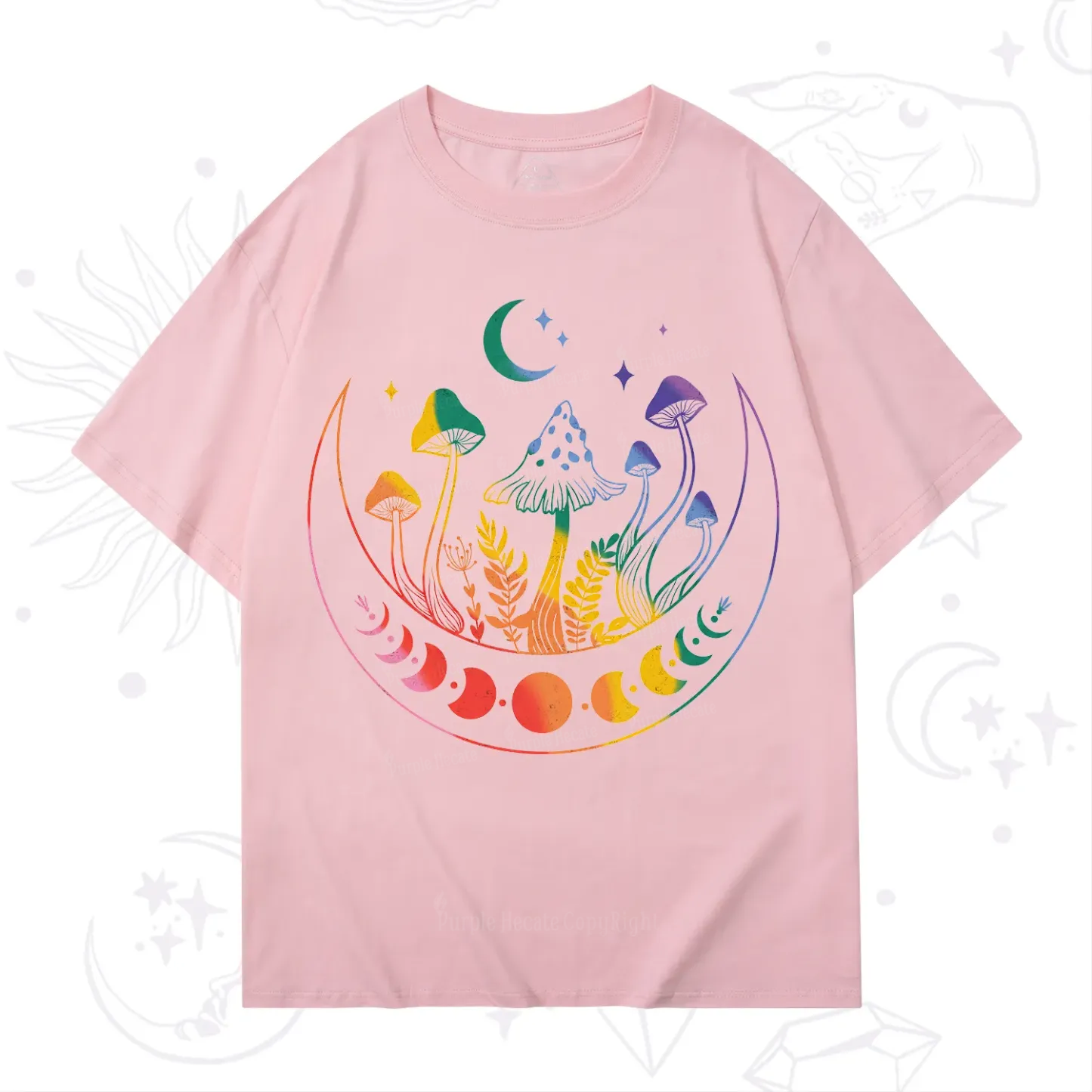 Purplehecate Pride Mushroom Rainbow T-Shirt