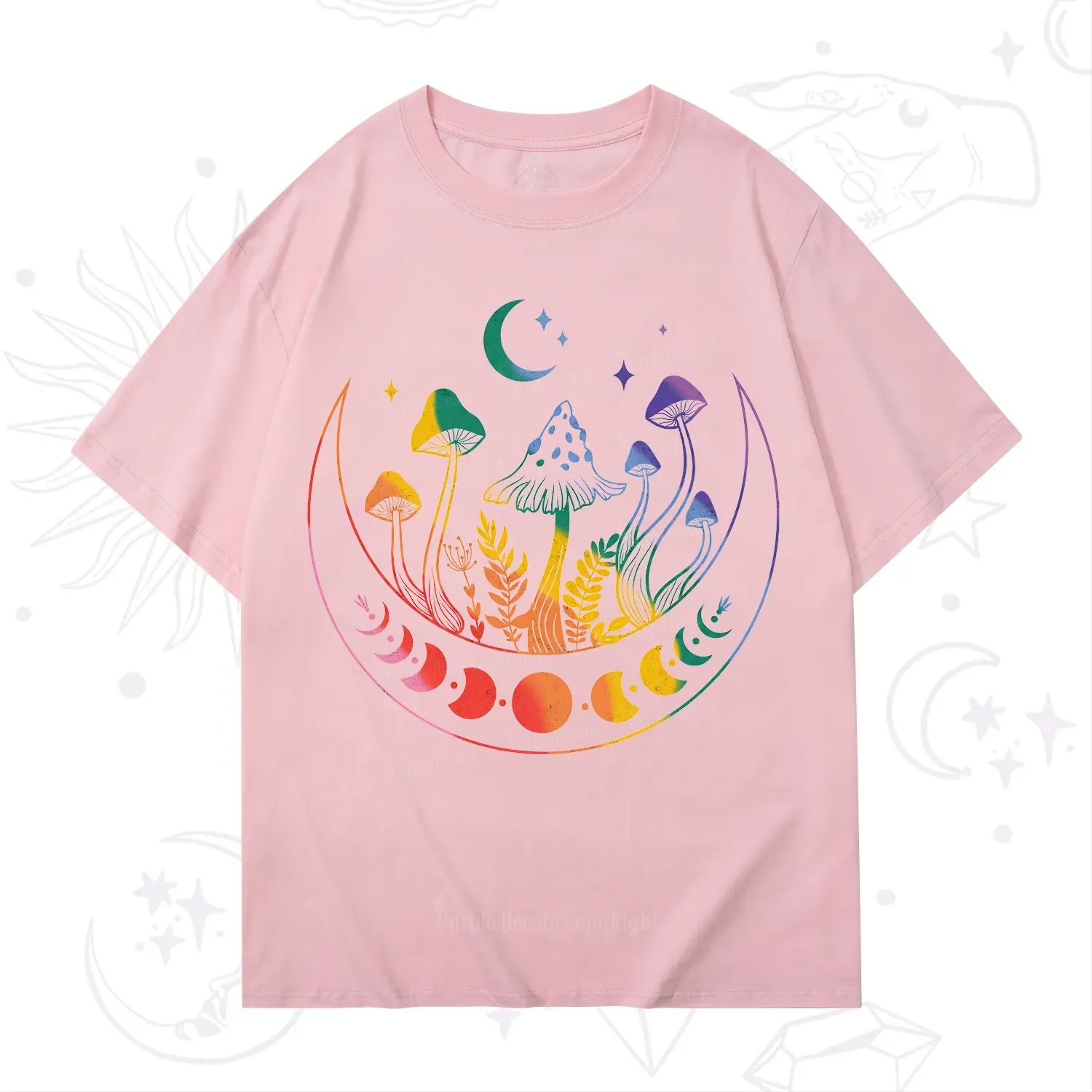 Purplehecate Pride Mushroom Rainbow T-Shirt