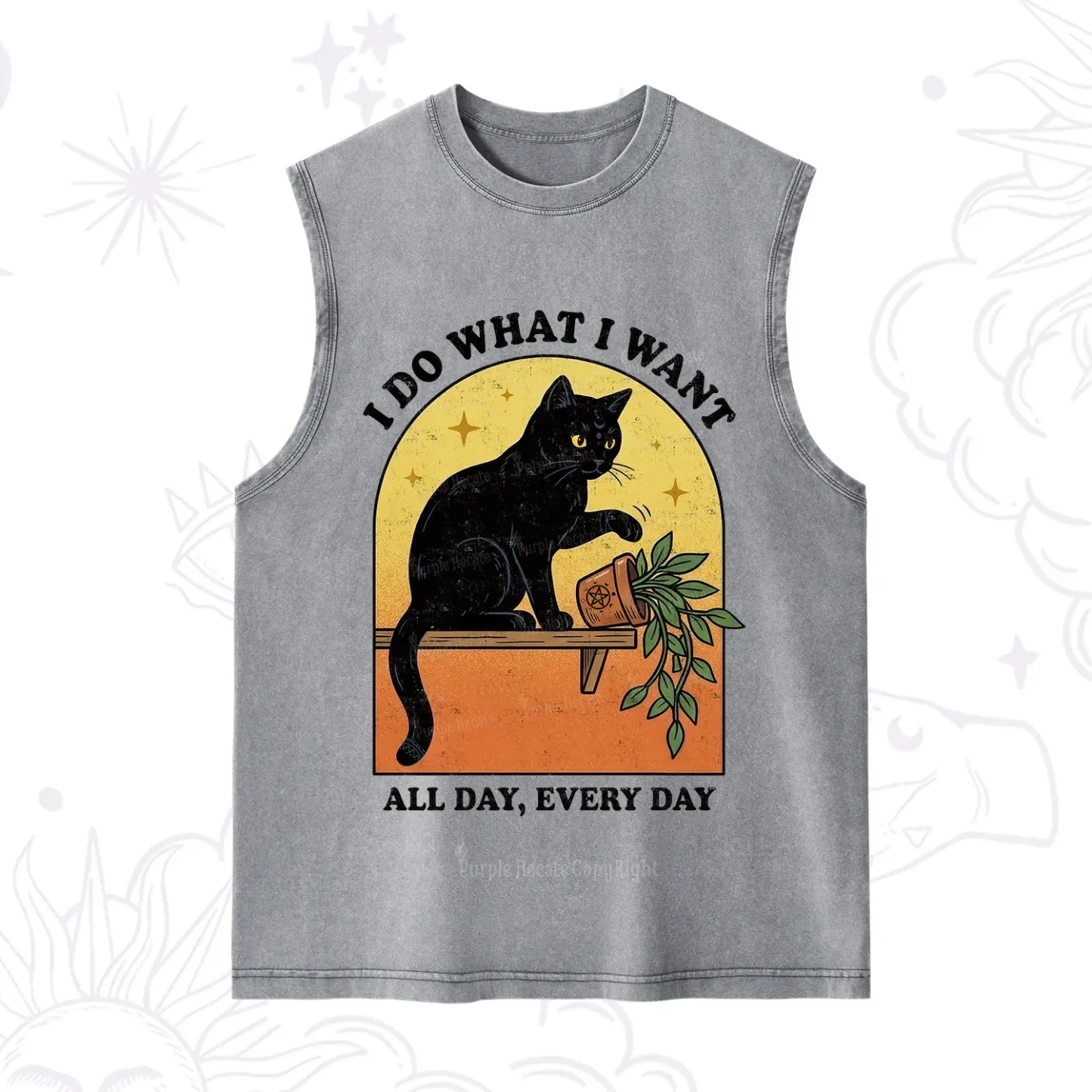 Purplehecate I Do What I Want Funny Black Cat Washed Tank