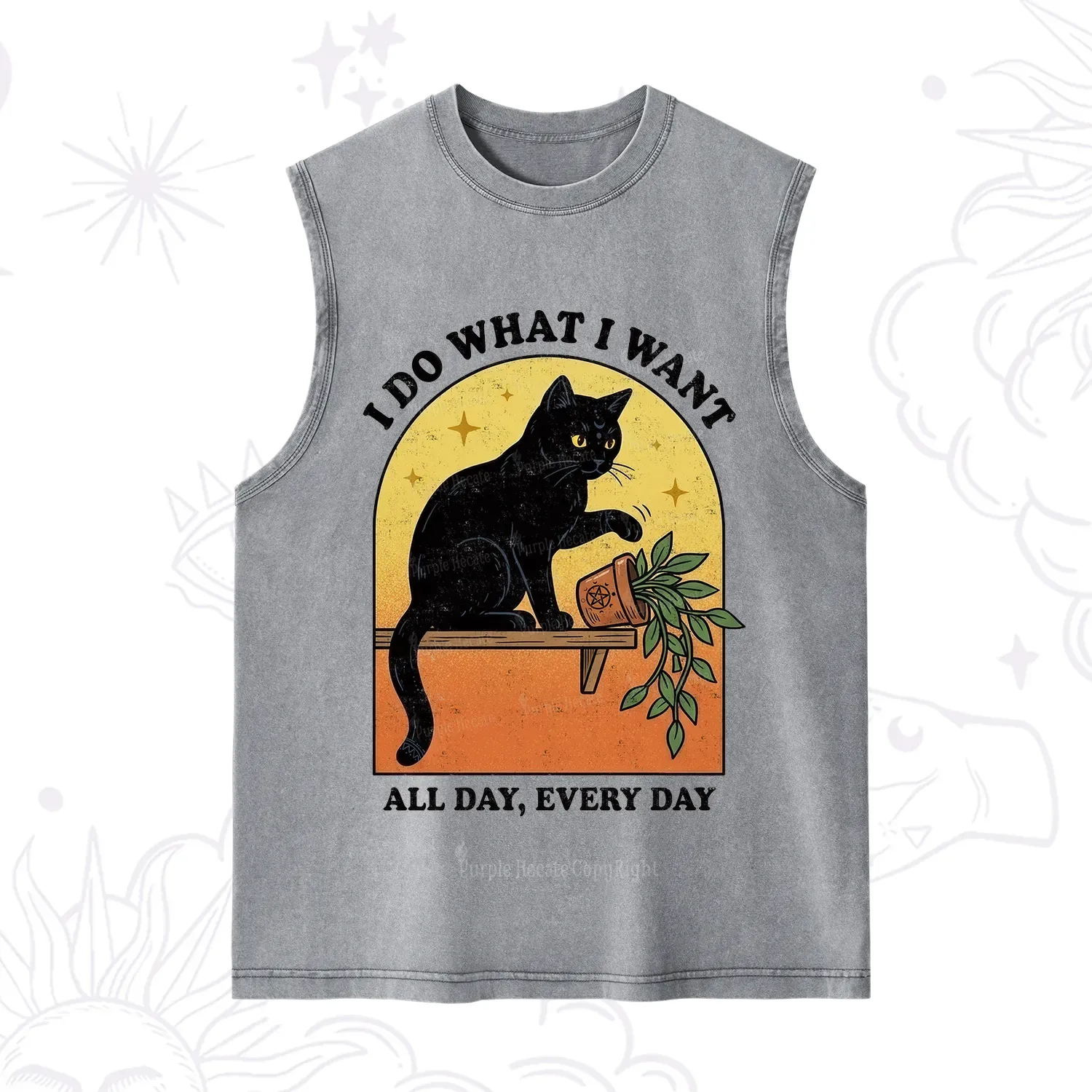 Purplehecate I Do What I Want Funny Black Cat Washed Tank