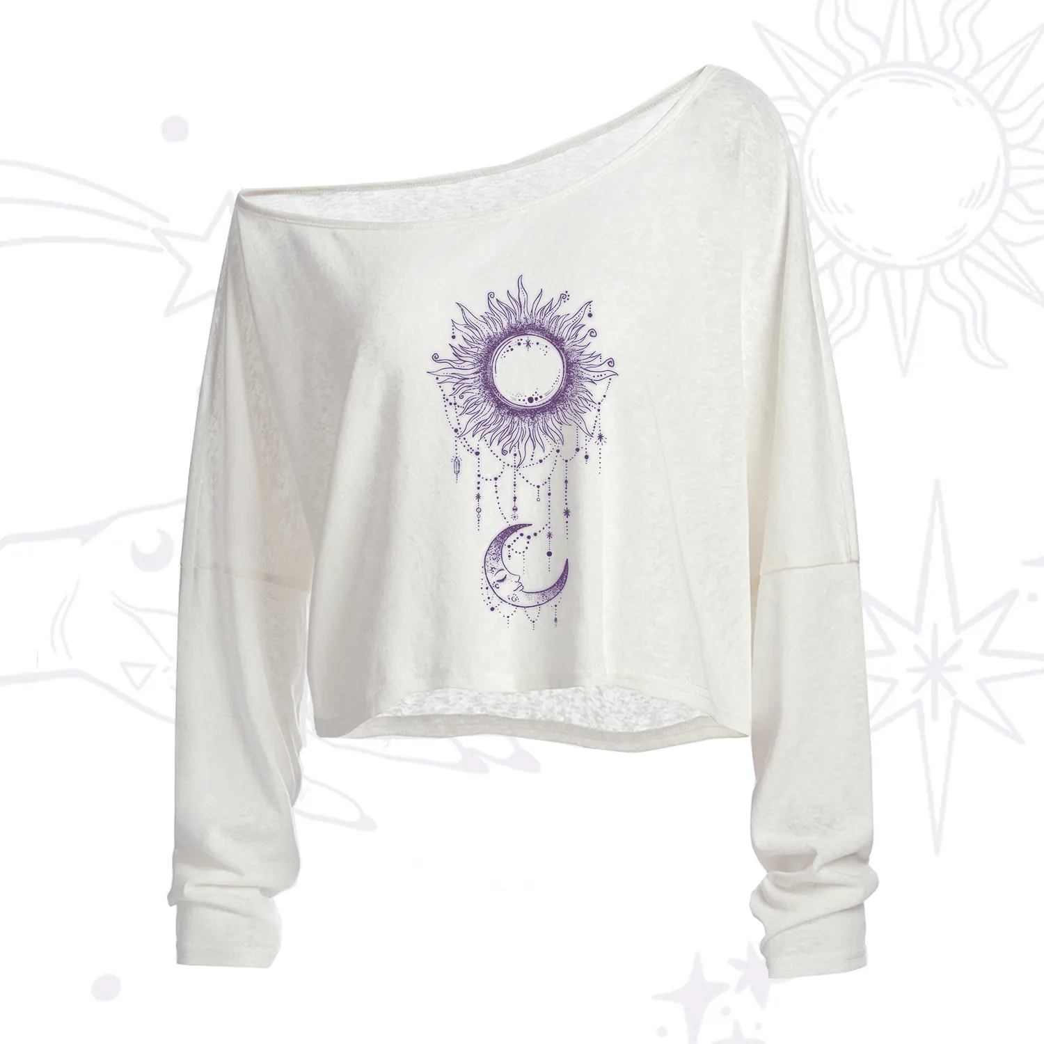 Purplehecate Radiance Of Sun And Moon One Shoulder Crop Shirt