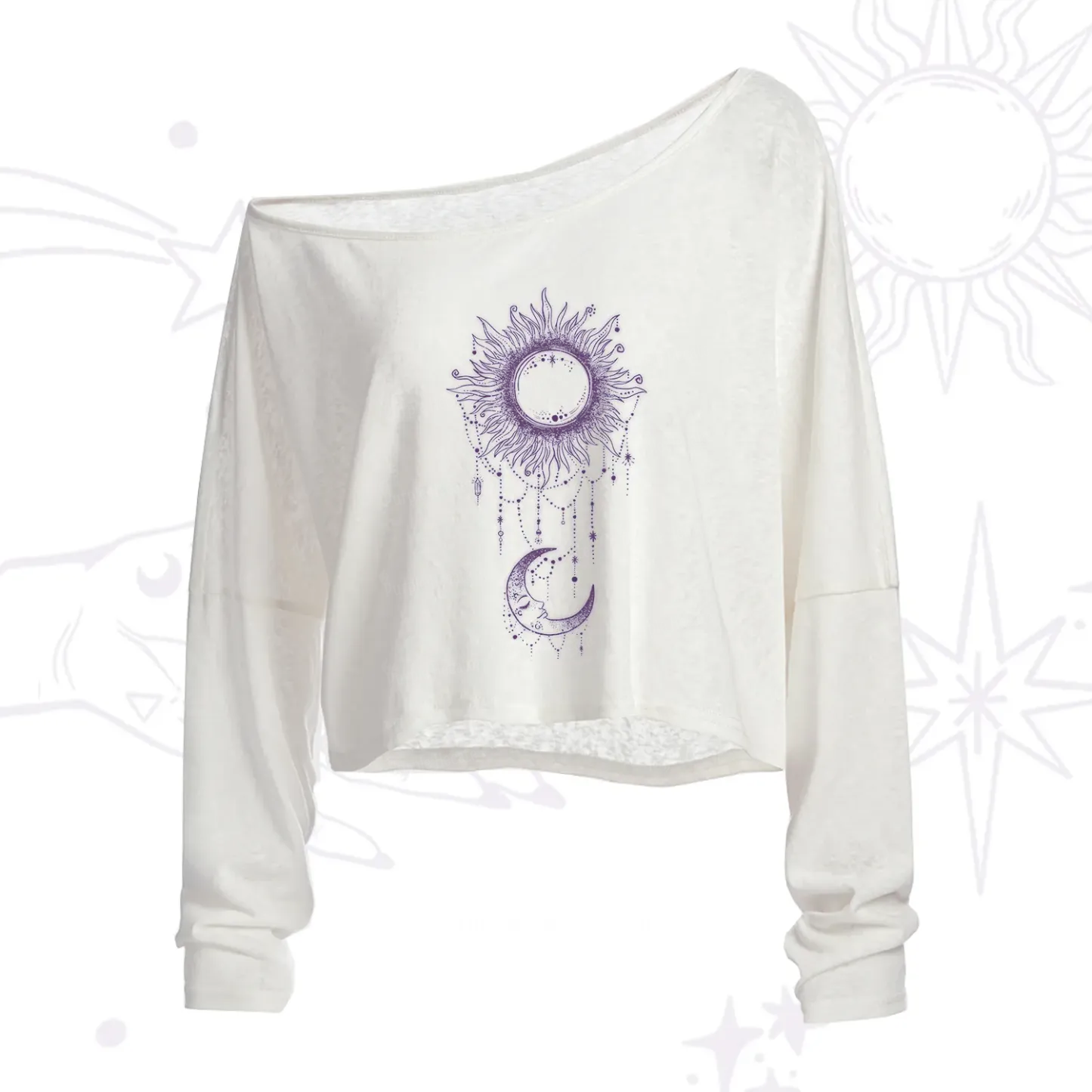 Purplehecate Radiance Of Sun And Moon One Shoulder Crop Shirt