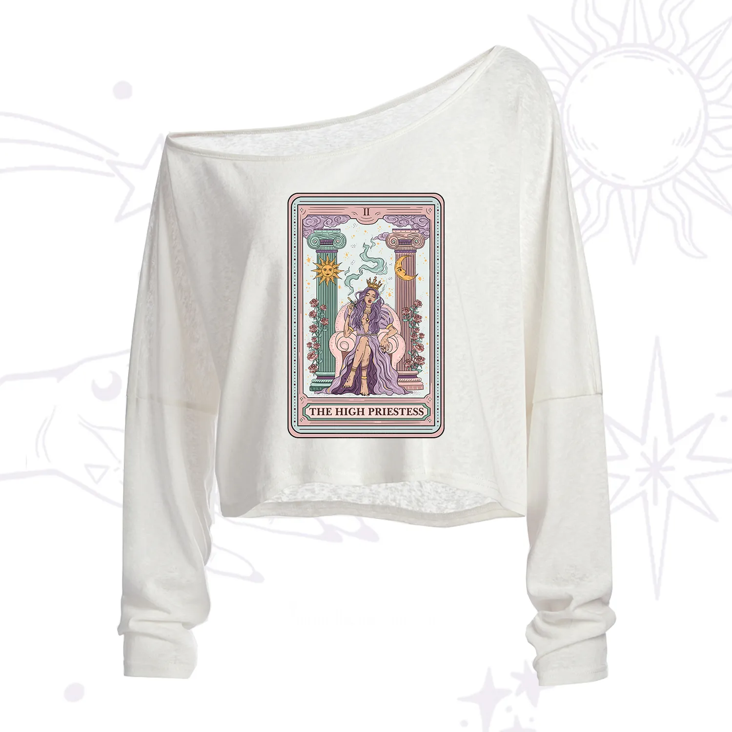 Purplehecate The High Priestess Tarot Card One Shoulder Crop Shirt