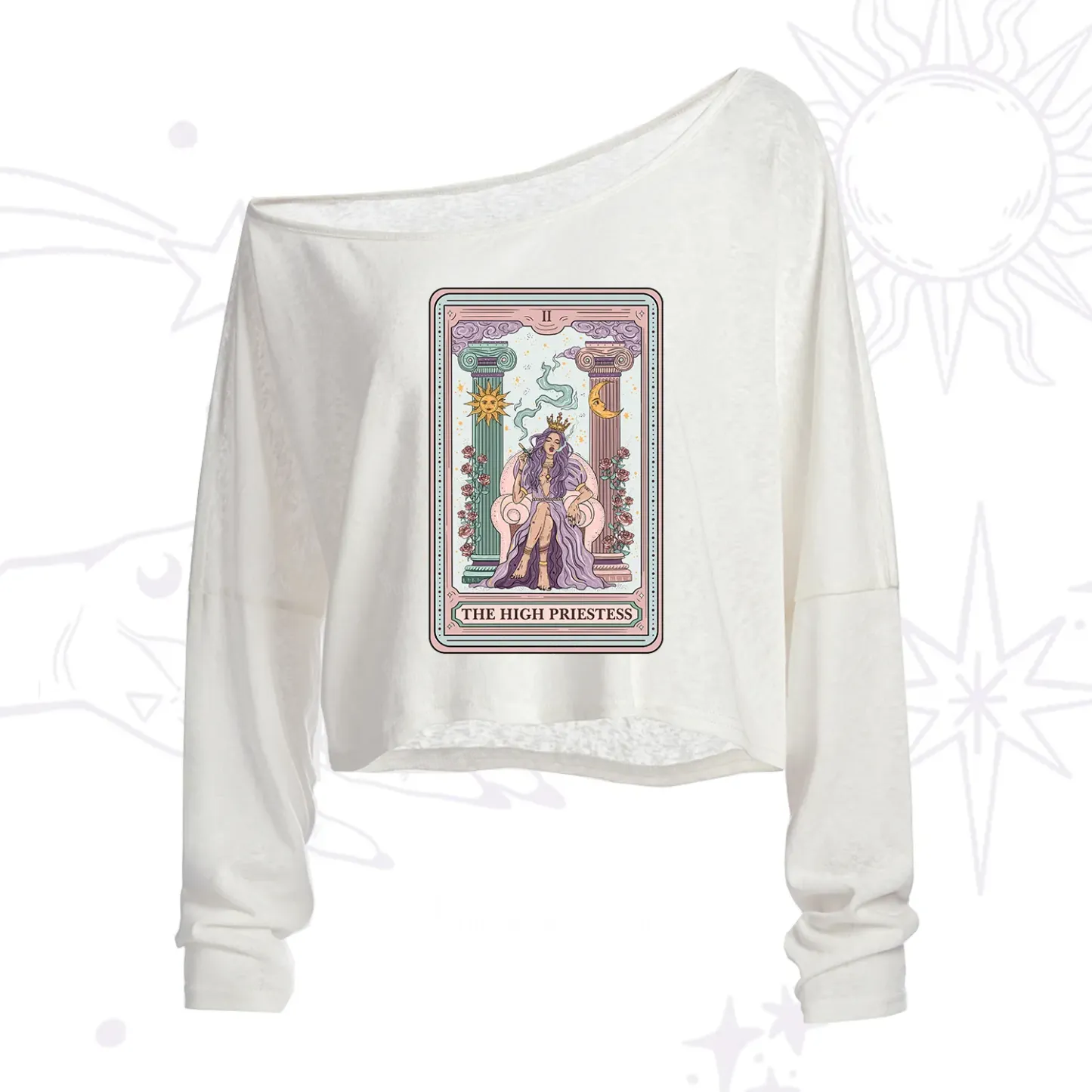 Purplehecate The High Priestess Tarot Card One Shoulder Crop Shirt