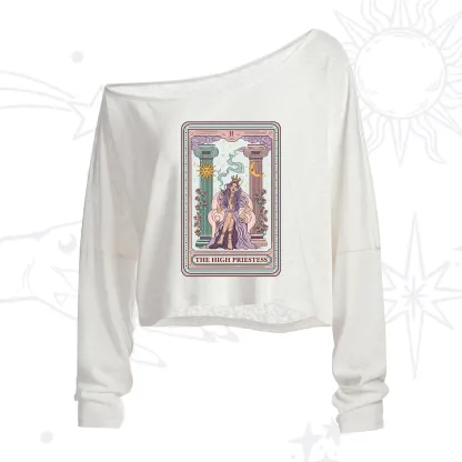 Purplehecate The High Priestess Tarot Card One Shoulder Crop Shirt