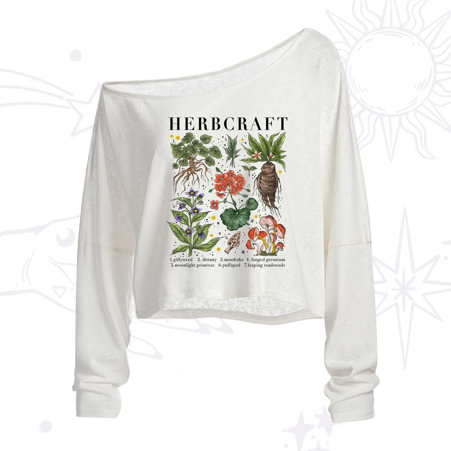 Purplehecate Magical Herbcraft One Shoulder Crop Shirt