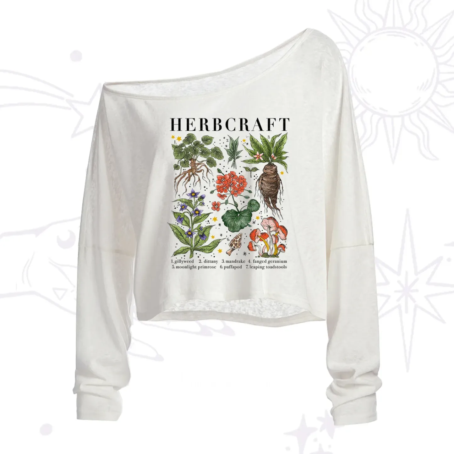 Purplehecate Magical Herbcraft One Shoulder Crop Shirt