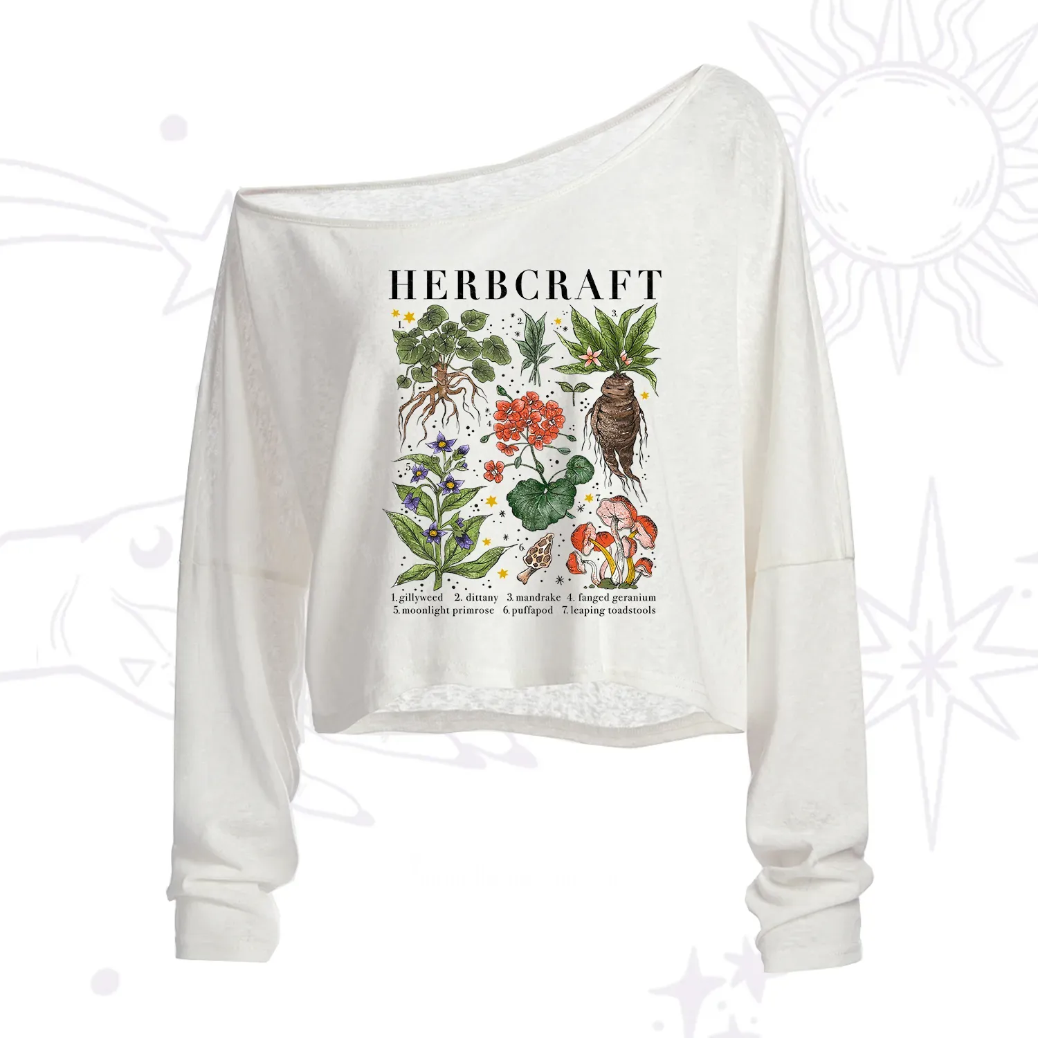 Purplehecate Magical Herbcraft One Shoulder Crop Shirt