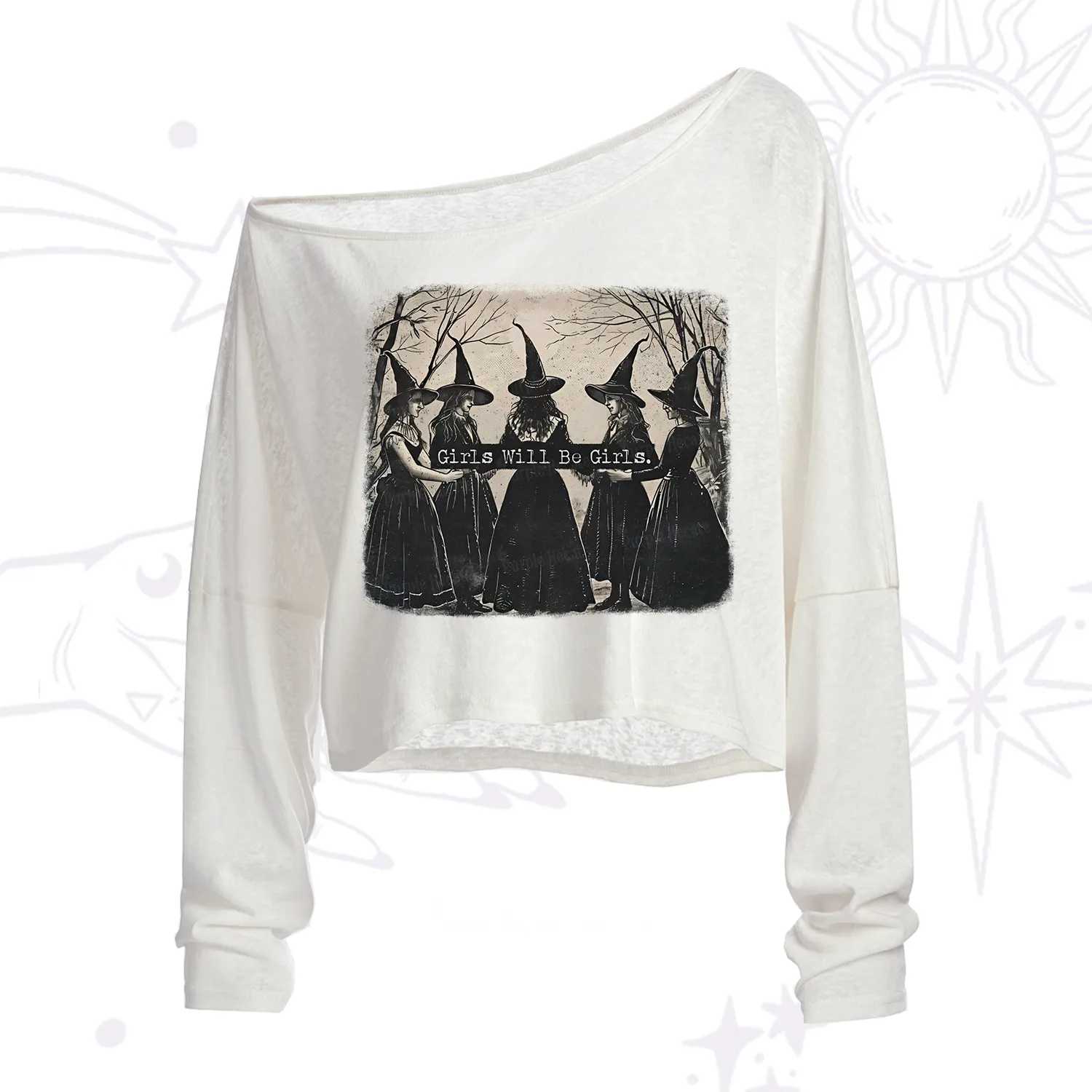 Purplehecate Girls Will Be Girls Witch One Shoulder Crop Shirt