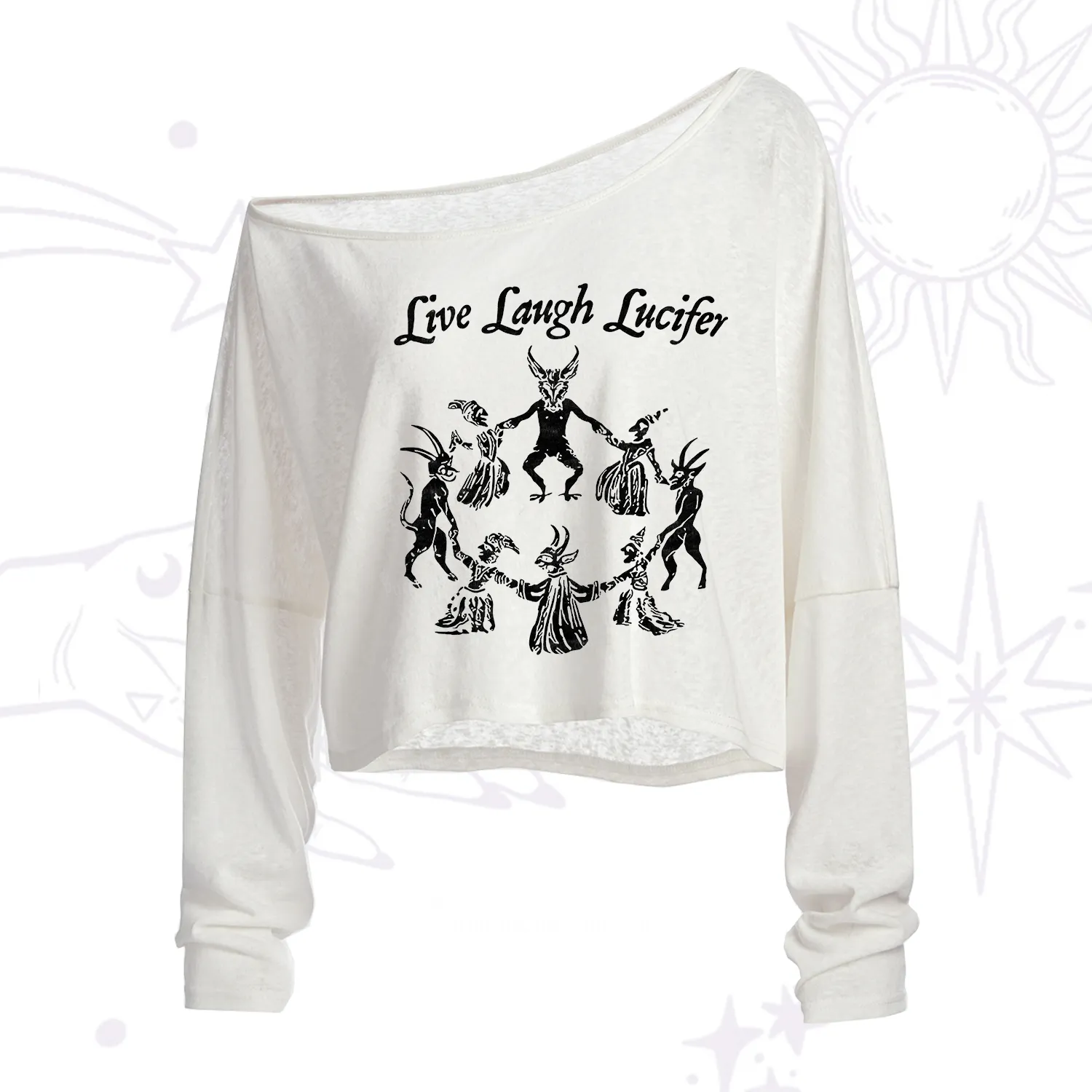 Purplehecate Live Laugh Lucifer One Shoulder Crop Shirt