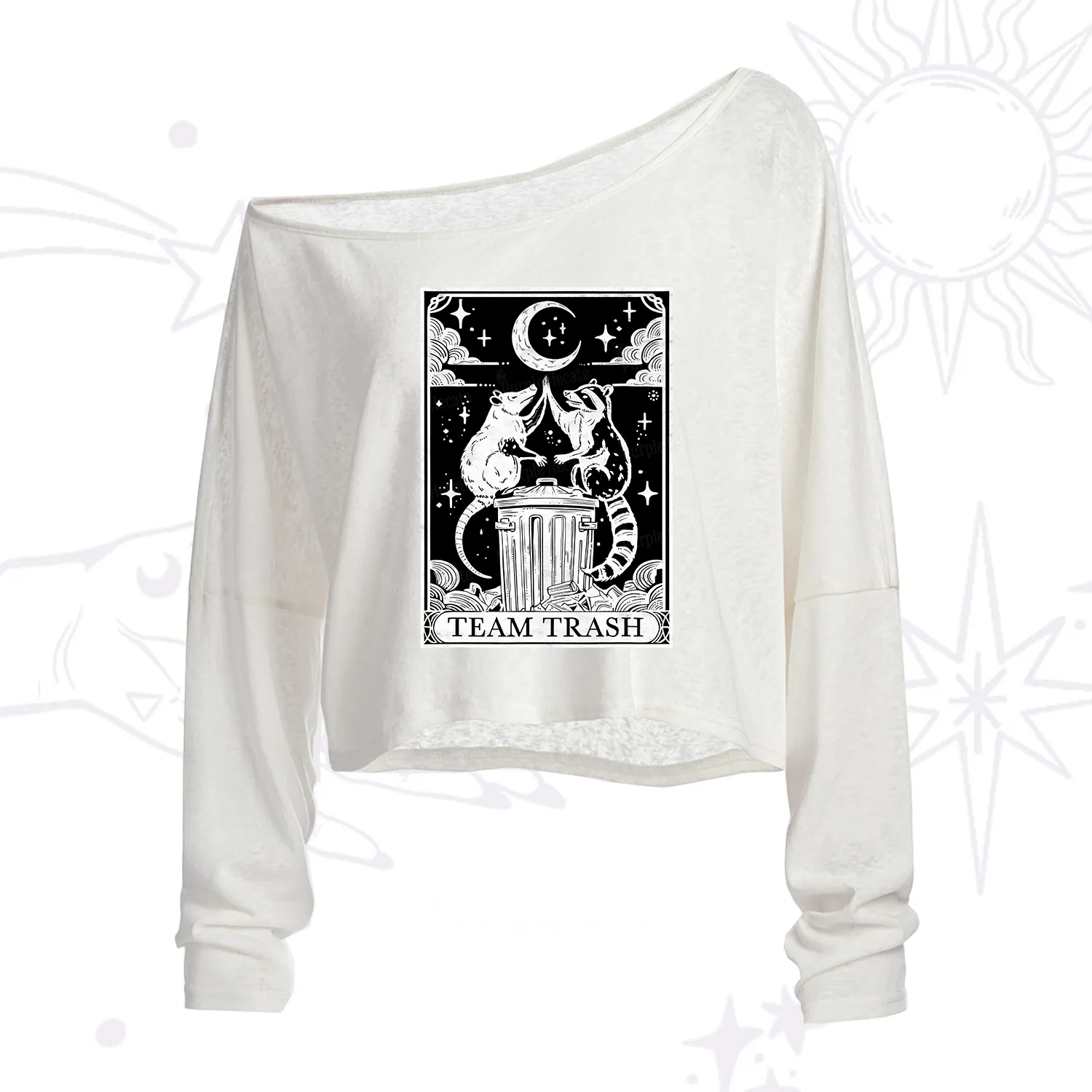 Purplehecate The Team Trash Tarot One Shoulder Crop Shirt