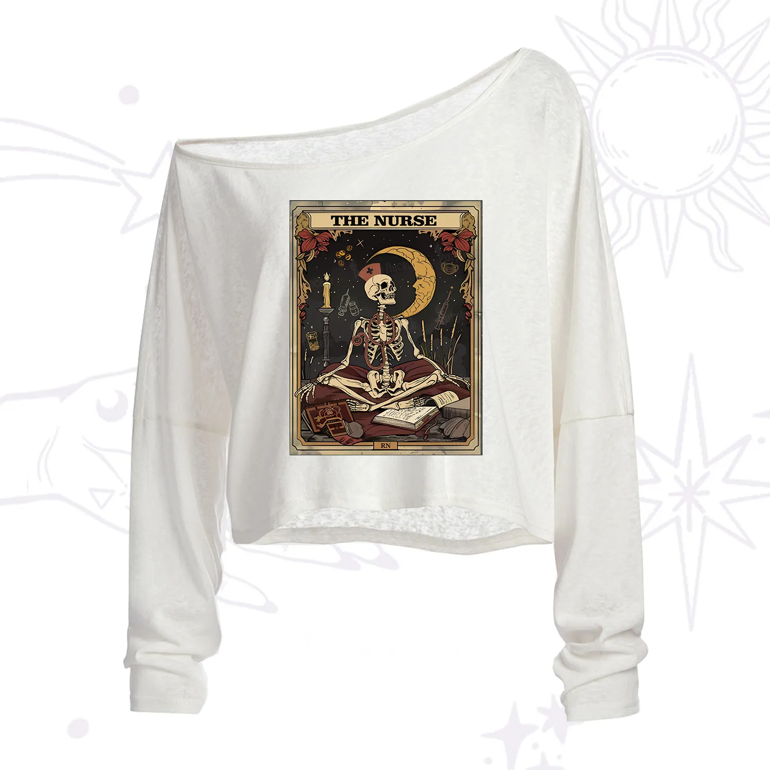 Purplehecate The Nurse Tarot Card One Shoulder Crop Shirt