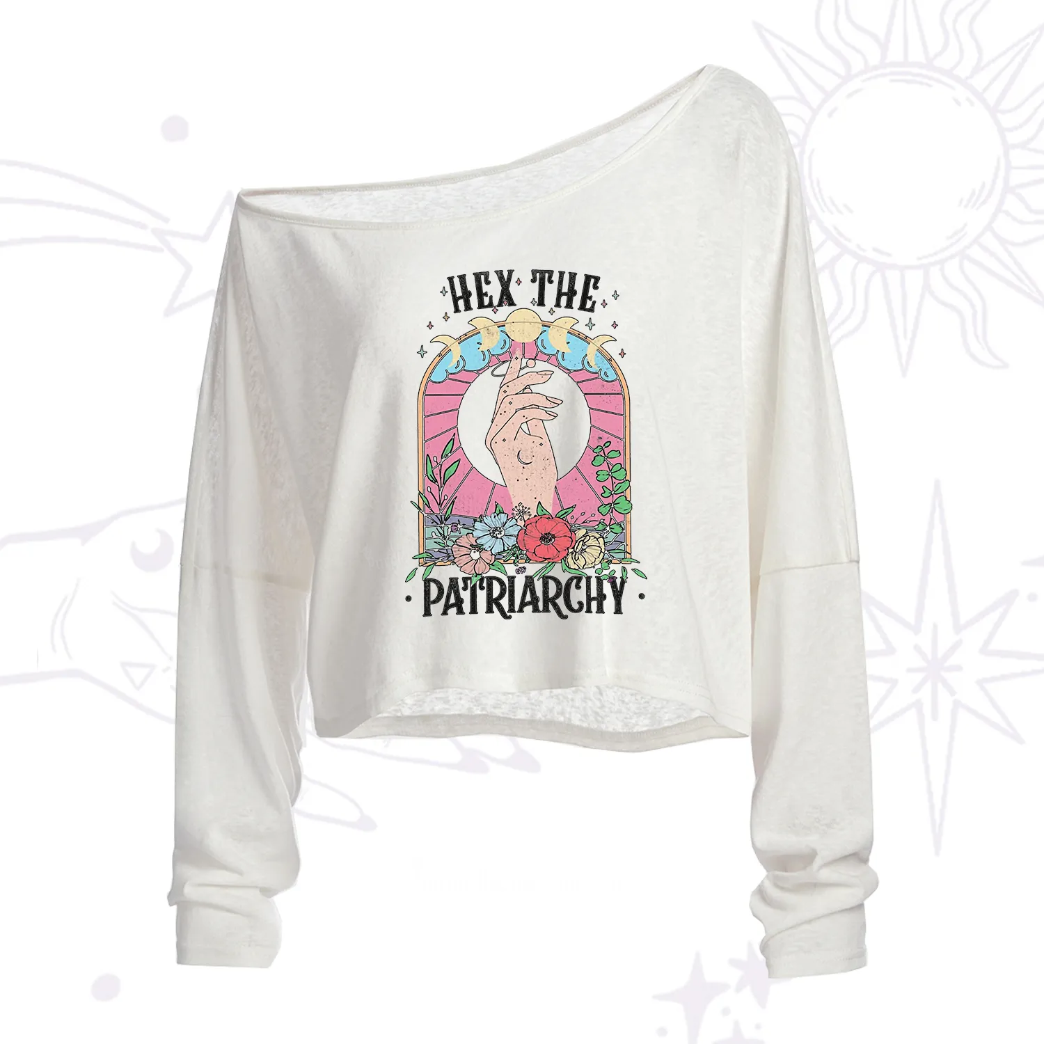 Purplehecate Hex The Patriarchy One Shoulder Crop Shirt