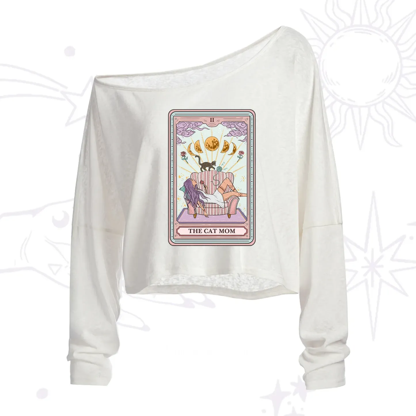 Purplehecate The Cat Mom Tarot One Shoulder Crop Shirt