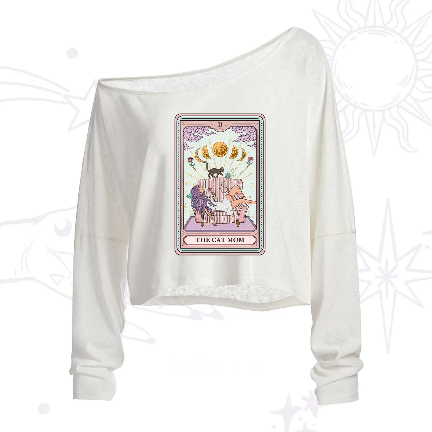 Purplehecate The Cat Mom Tarot One Shoulder Crop Shirt