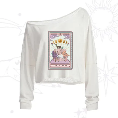 Purplehecate The Cat Mom Tarot One Shoulder Crop Shirt