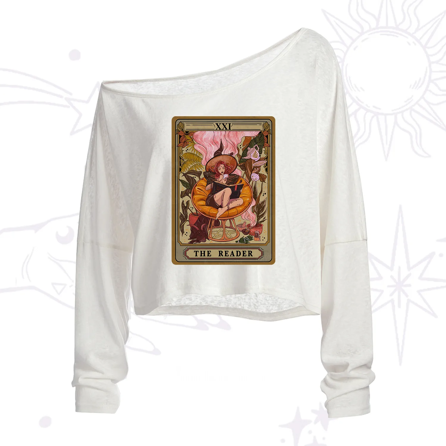 Purplehecate The Reader Tarot Card One Shoulder Crop Shirt