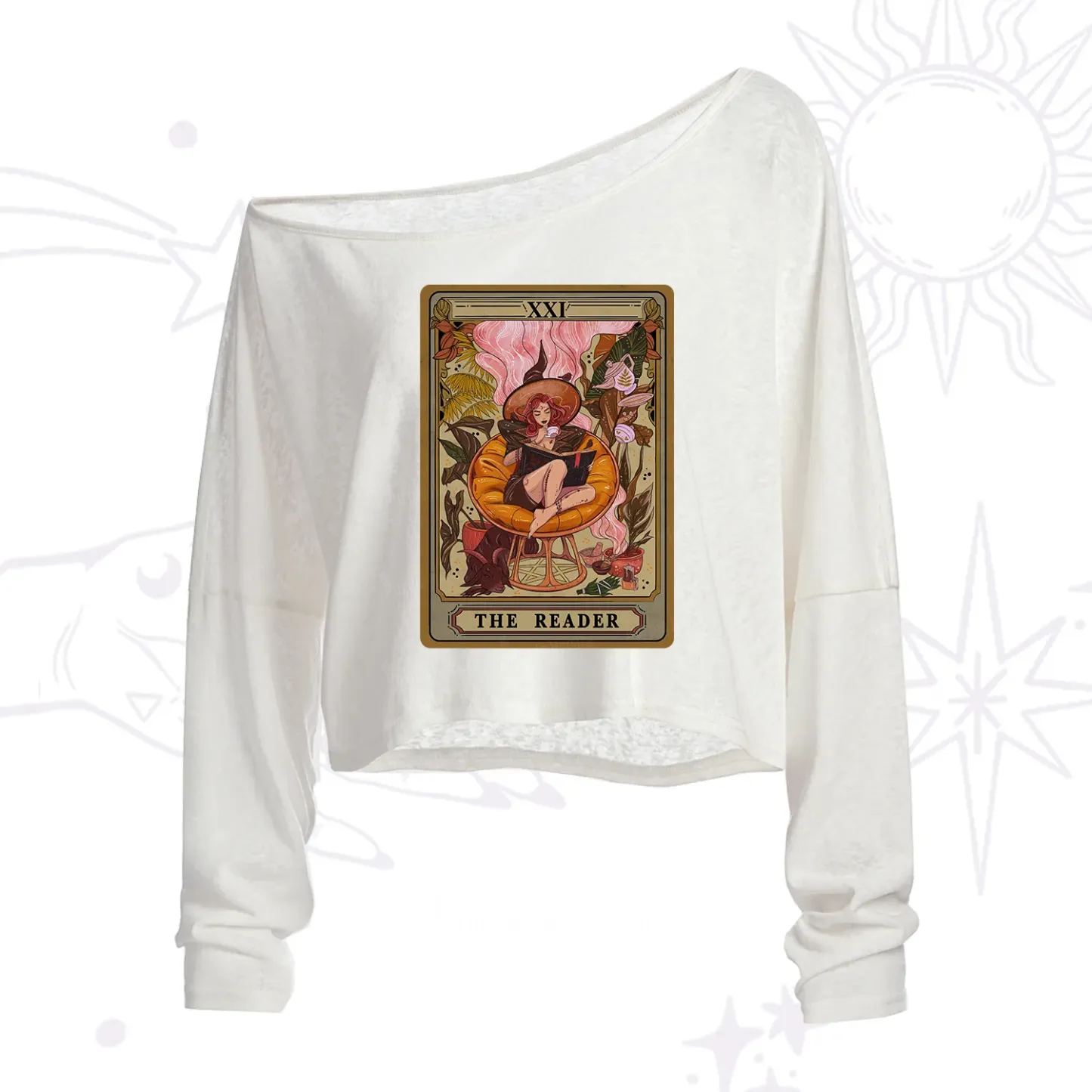 Purplehecate The Reader Tarot Card One Shoulder Crop Shirt
