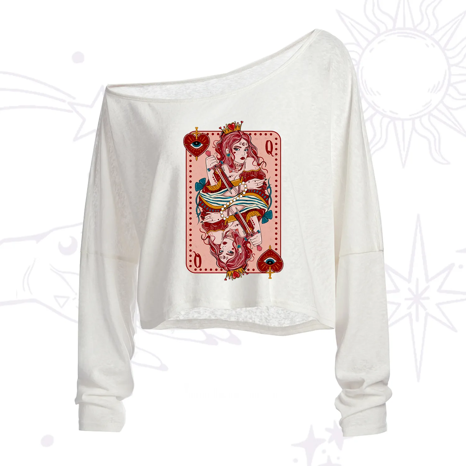 Purplehecate Queen of Hearts One Shoulder Crop Shirt