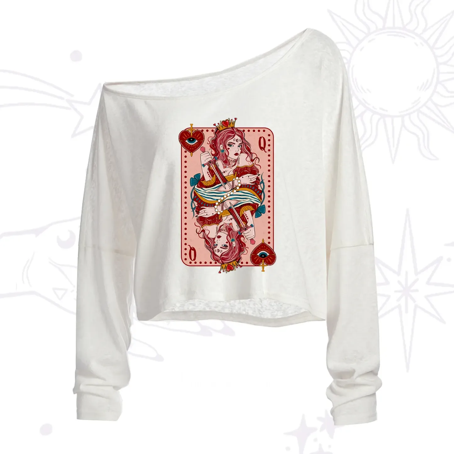 Purplehecate Queen of Hearts One Shoulder Crop Shirt