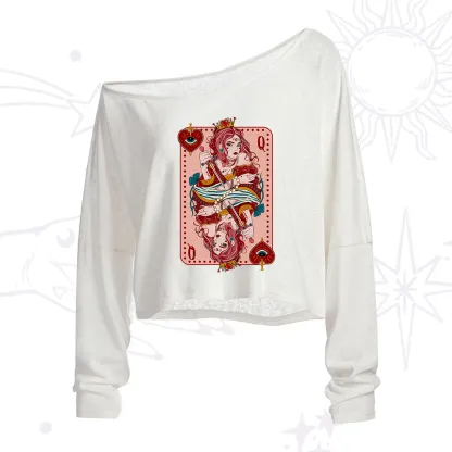 Purplehecate Queen of Hearts One Shoulder Crop Shirt