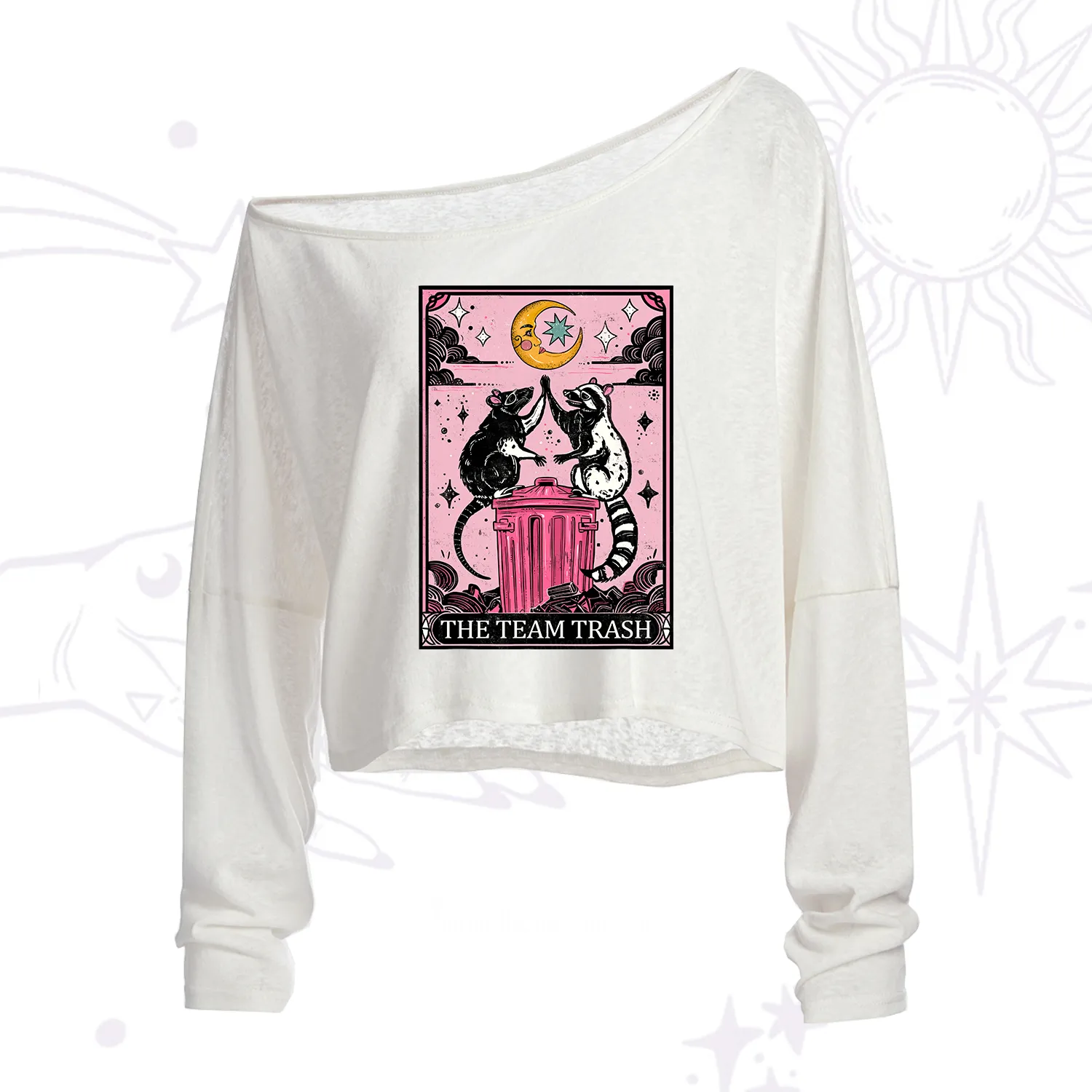 Purplehecate The Team Trash Opossum Tarot One Shoulder Crop Shirt