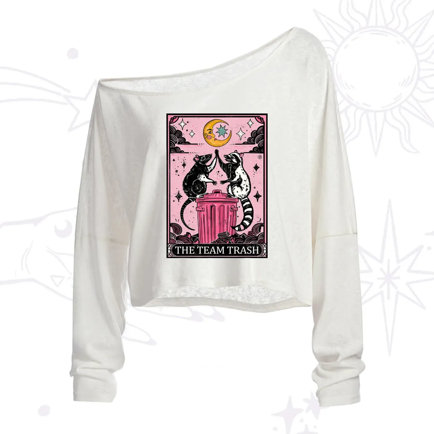 Purplehecate The Team Trash Opossum Tarot One Shoulder Crop Shirt