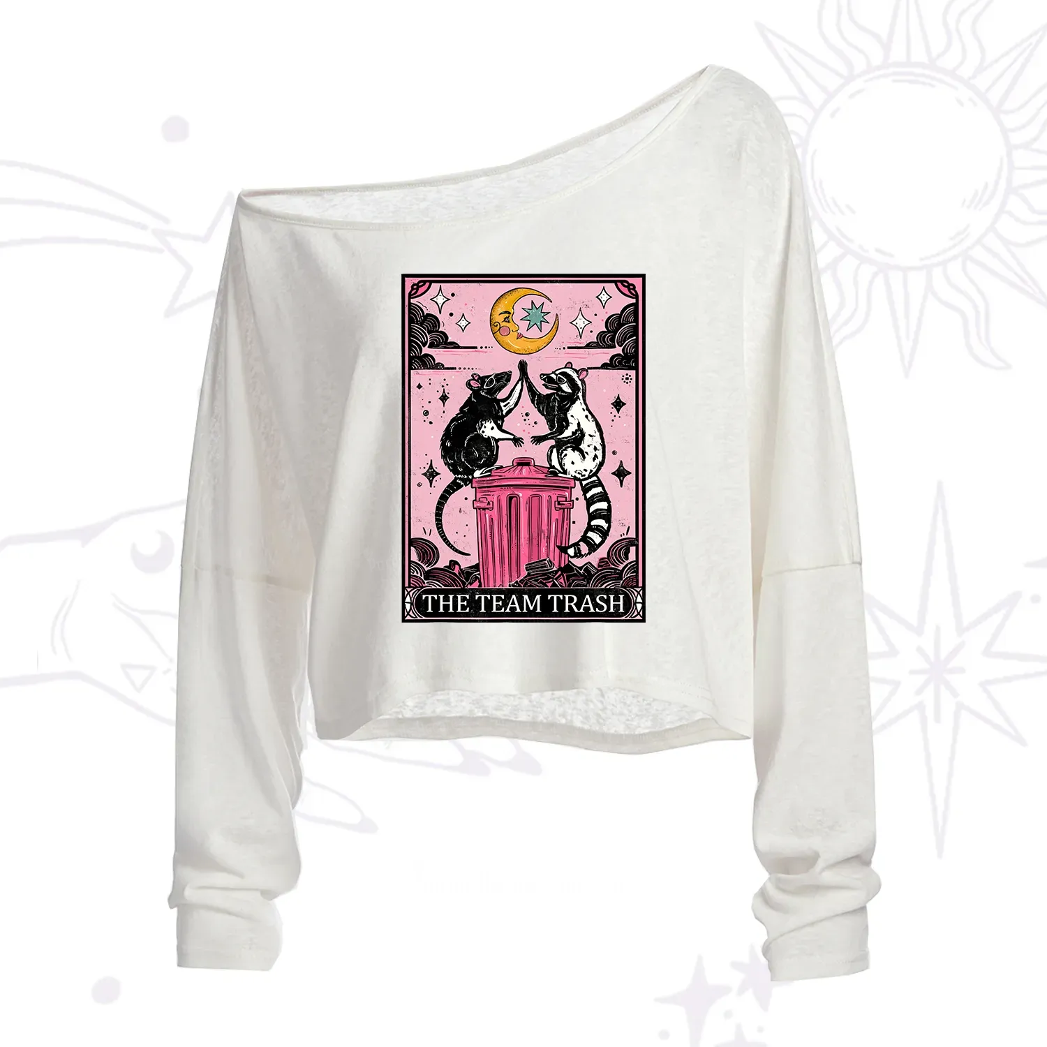 Purplehecate The Team Trash Opossum Tarot One Shoulder Crop Shirt