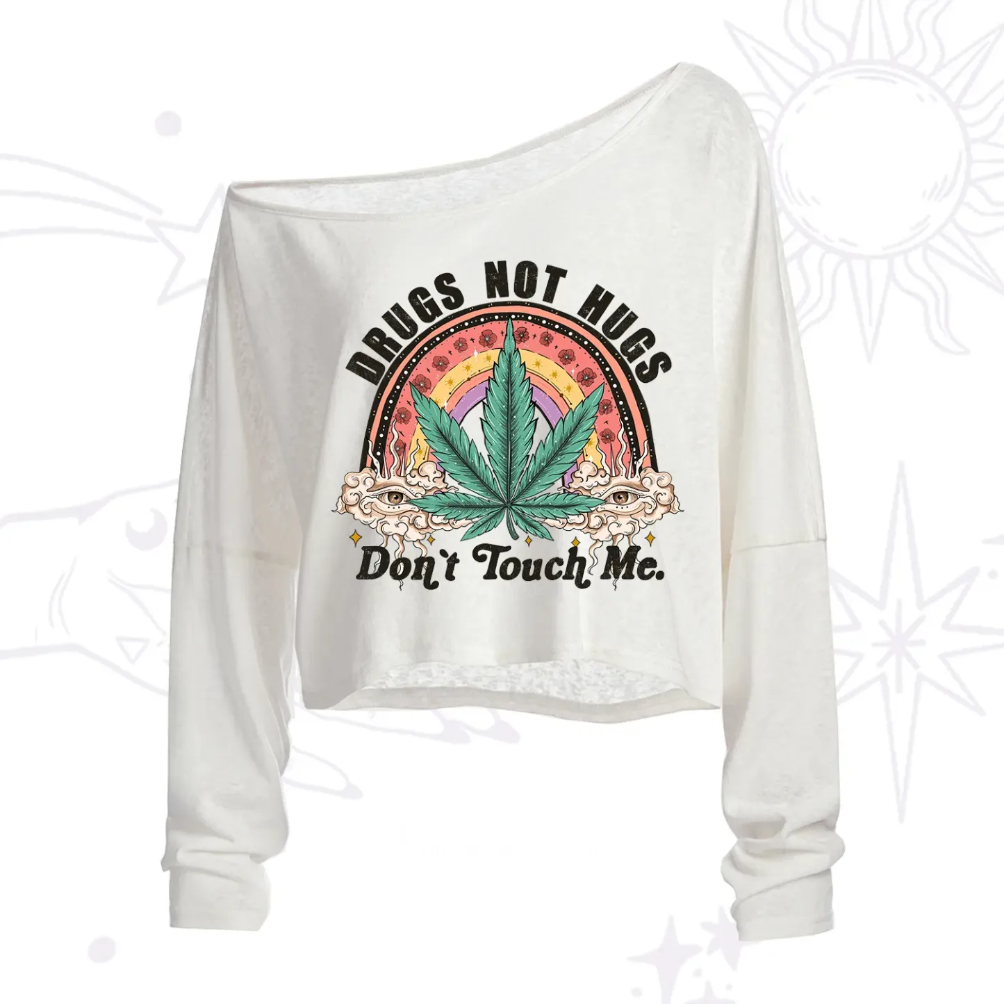 Purplehecate Drugs Not Hugs One Shoulder Crop Shirt