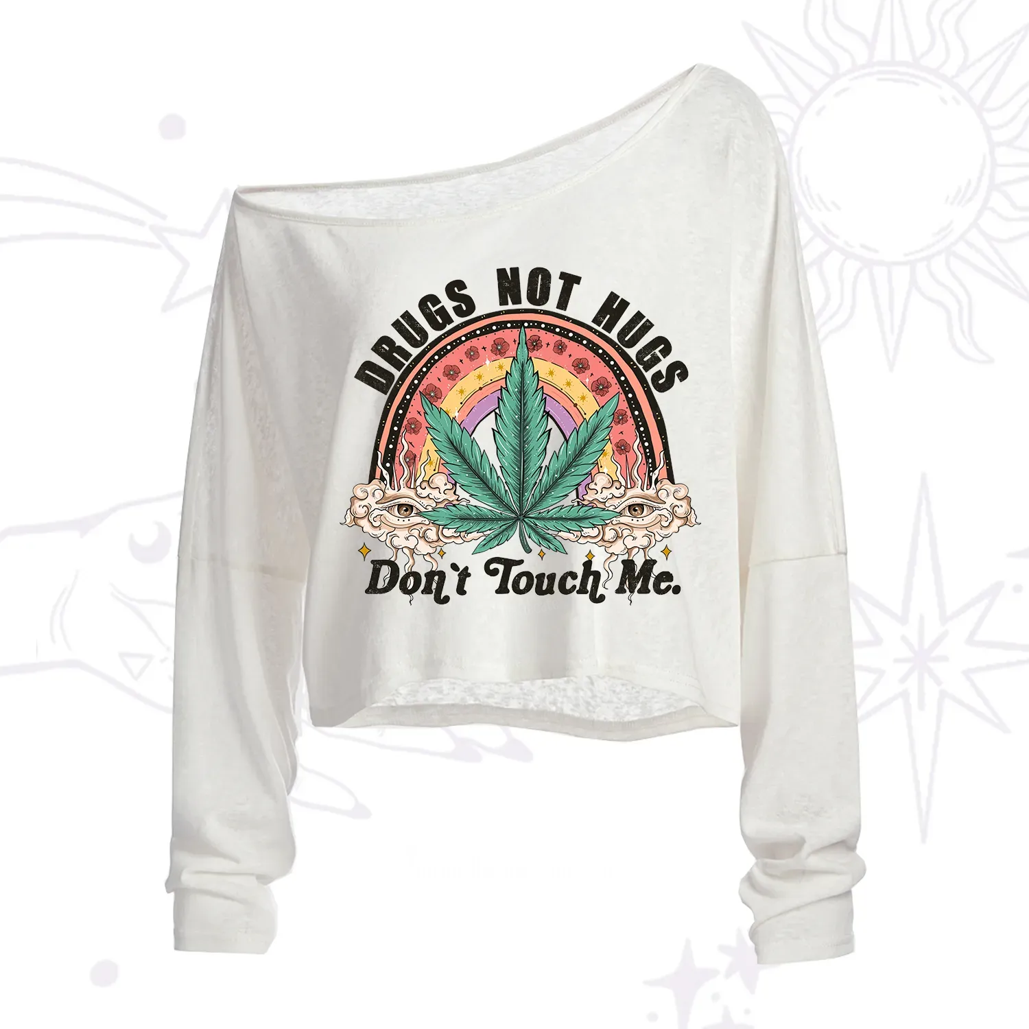 Purplehecate Drugs Not Hugs One Shoulder Crop Shirt