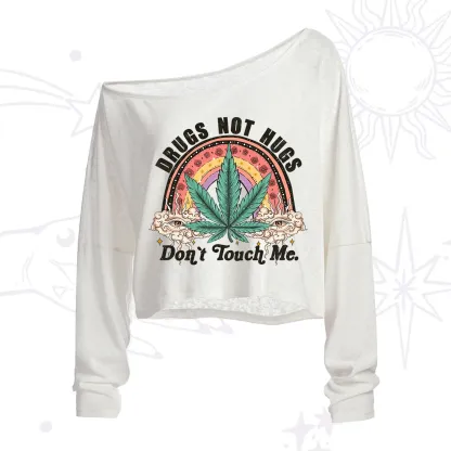 Purplehecate Drugs Not Hugs One Shoulder Crop Shirt