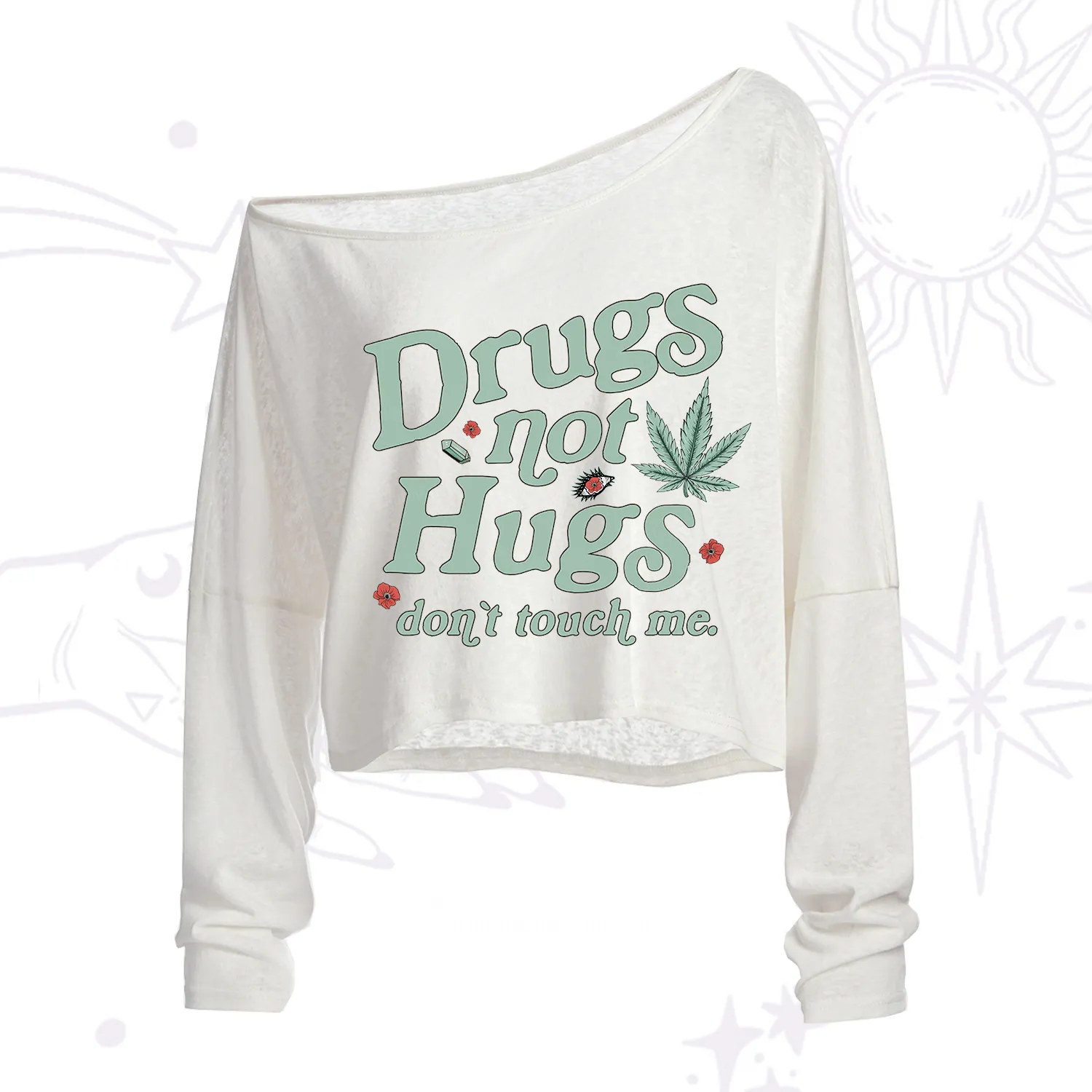 Purplehecate Sarcastic Weed One Shoulder Crop Shirt