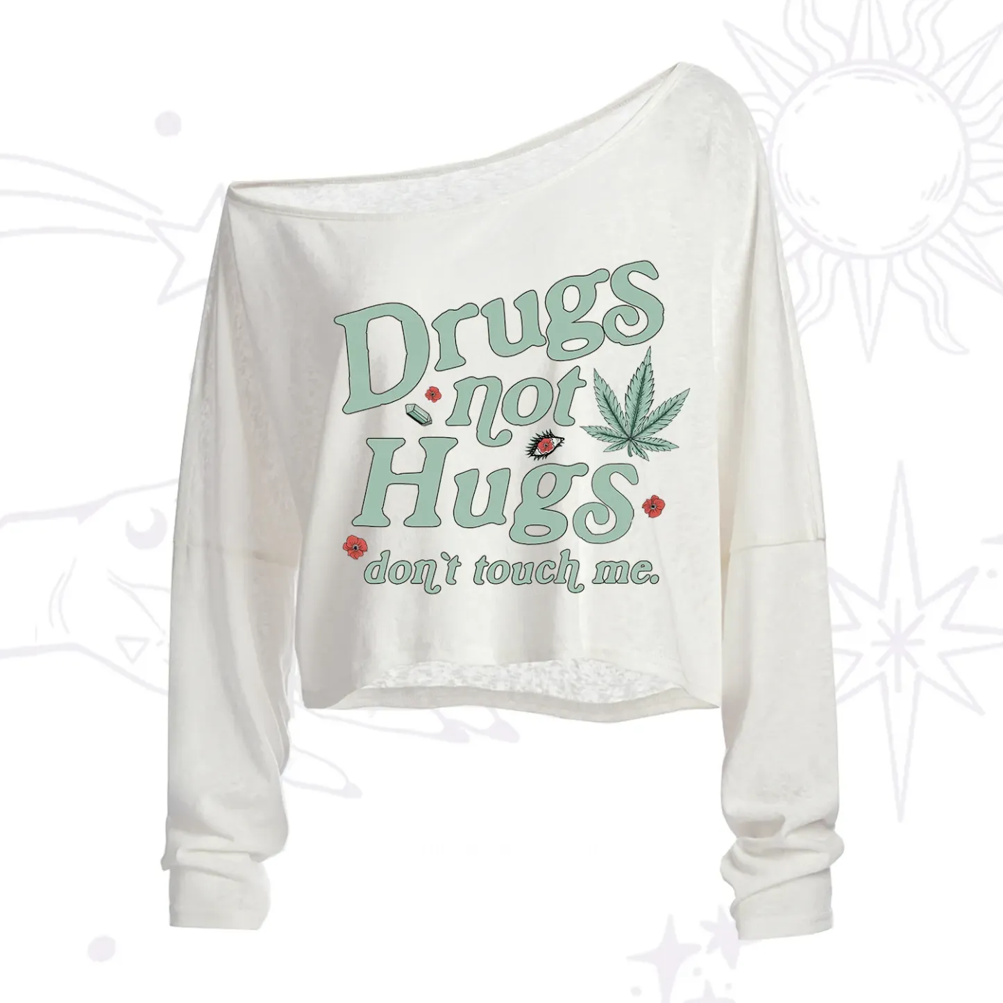 Purplehecate Sarcastic Weed One Shoulder Crop Shirt