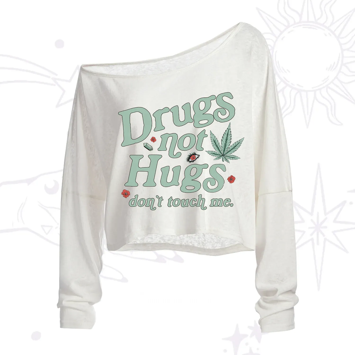 Purplehecate Sarcastic Weed One Shoulder Crop Shirt