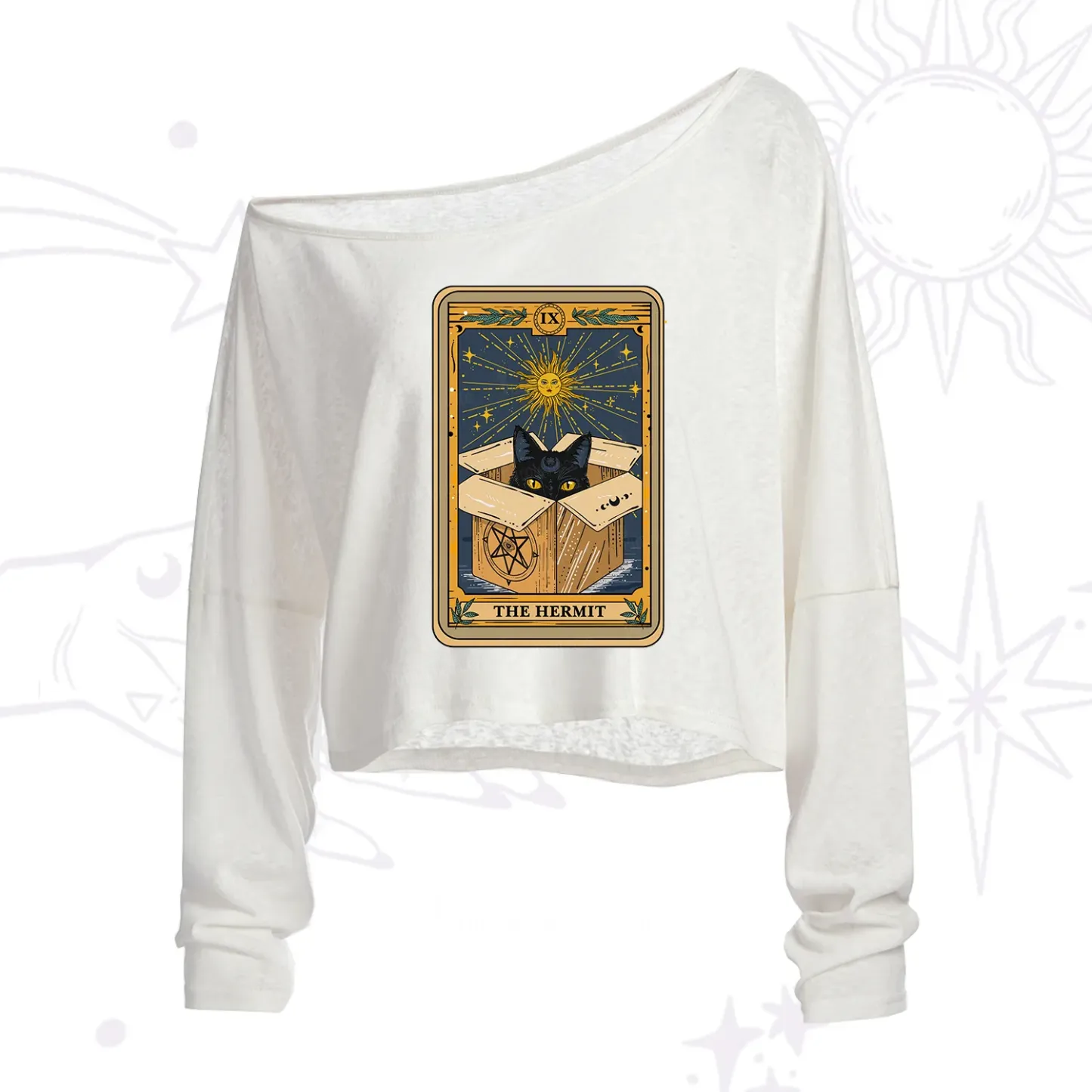 Purplehecate The Hermit Cat Tarot Card One Shoulder Crop Shirt
