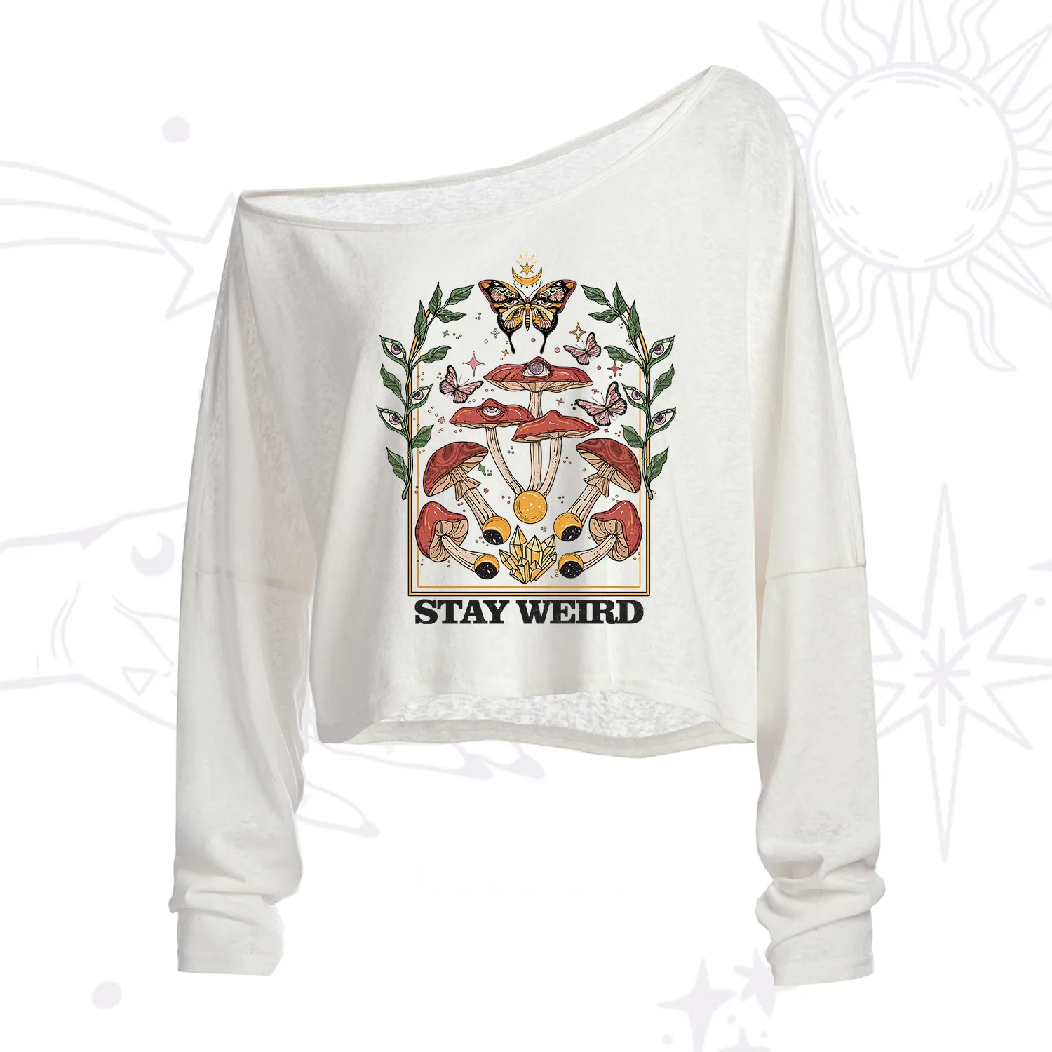 Purplehecate Stay Weird One Shoulder Crop Shirt