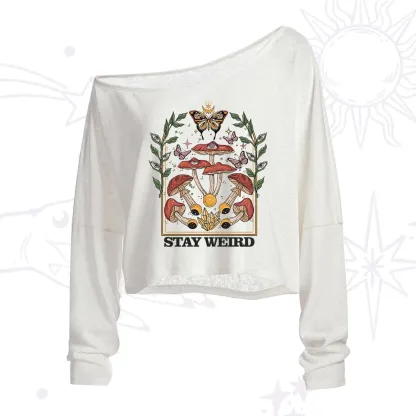 Purplehecate Stay Weird One Shoulder Crop Shirt