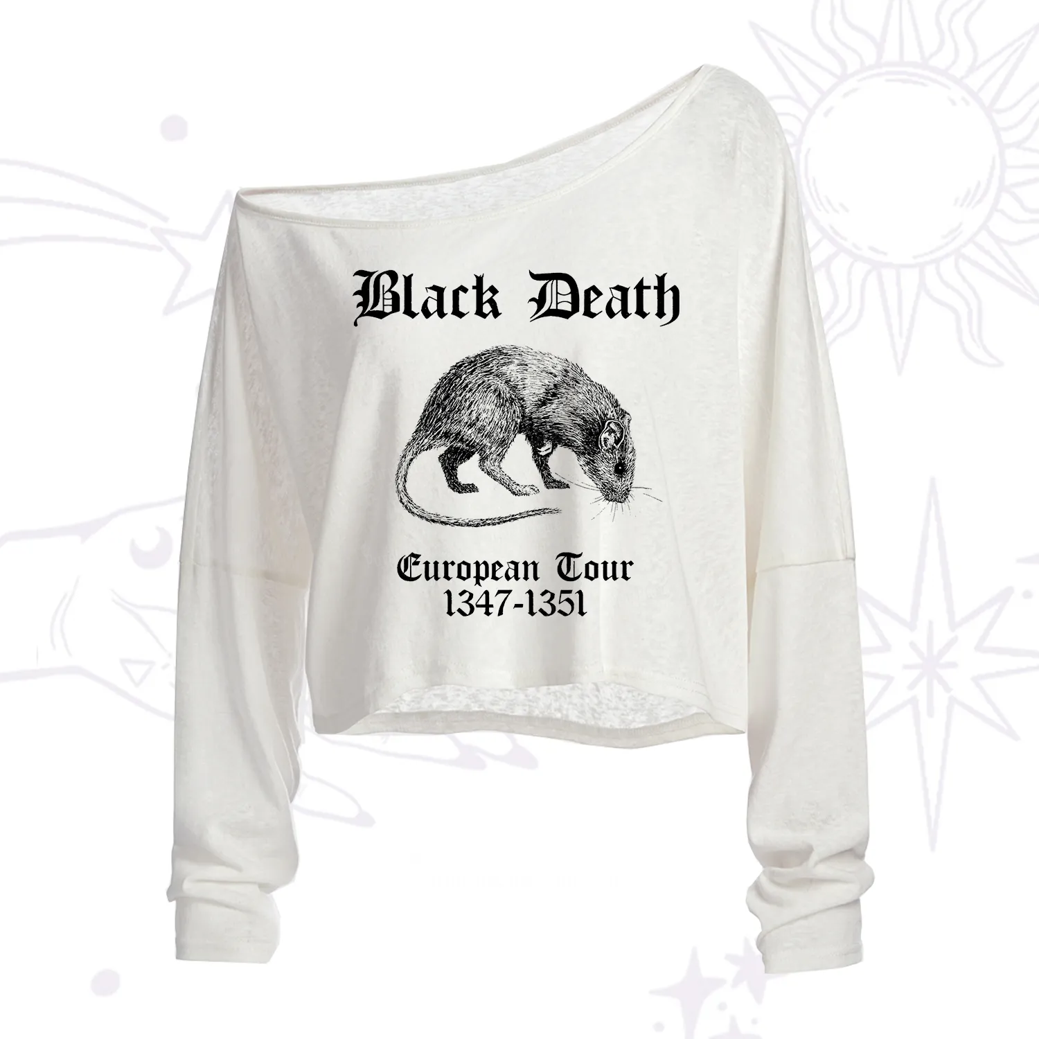 Purplehecate Black Death European Tour One Shoulder Crop Shirt